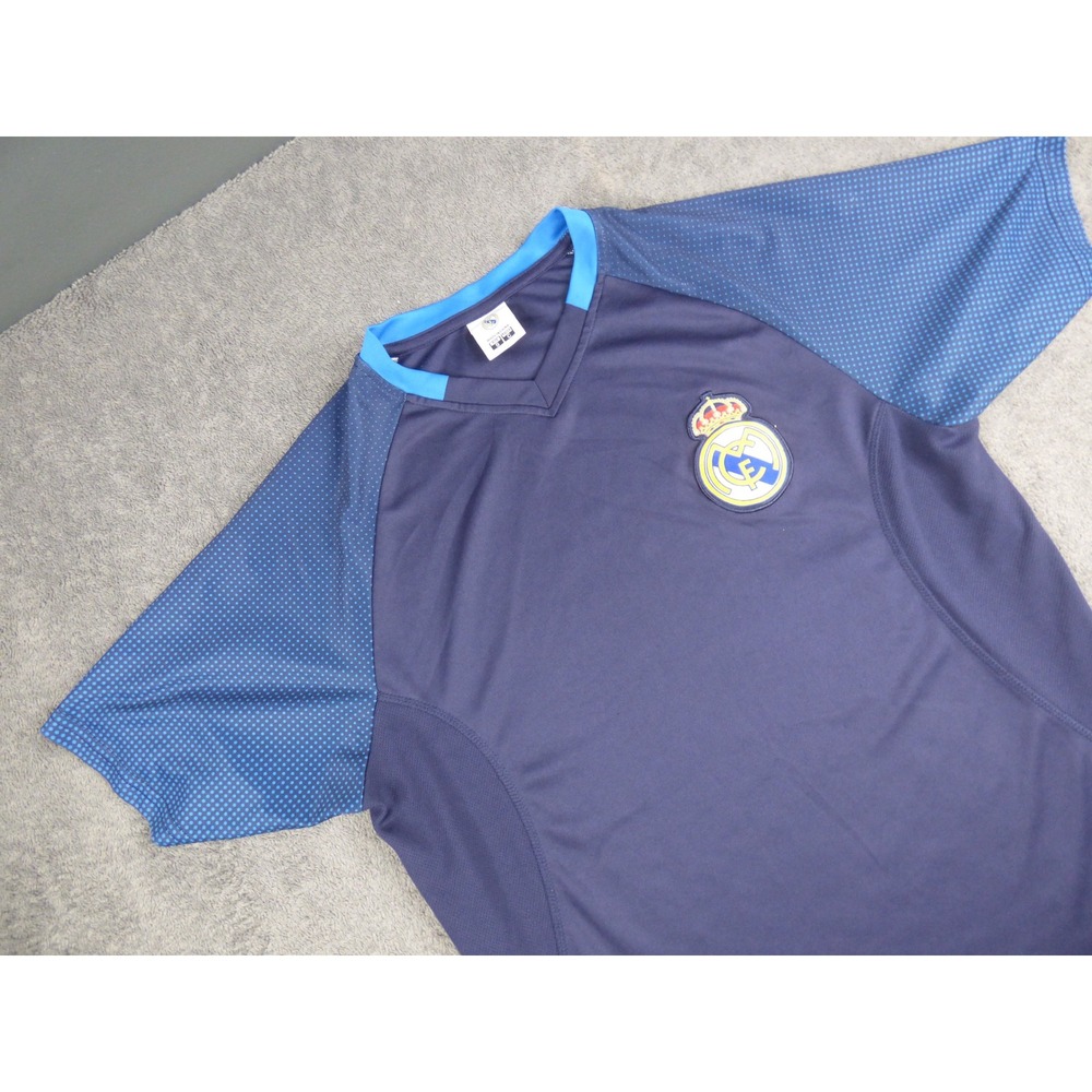 Real Madrid Soccer Jersey Mens Small Navy Blue V-Neck Short Sleeve Training Shir - Picture 5 of 9
